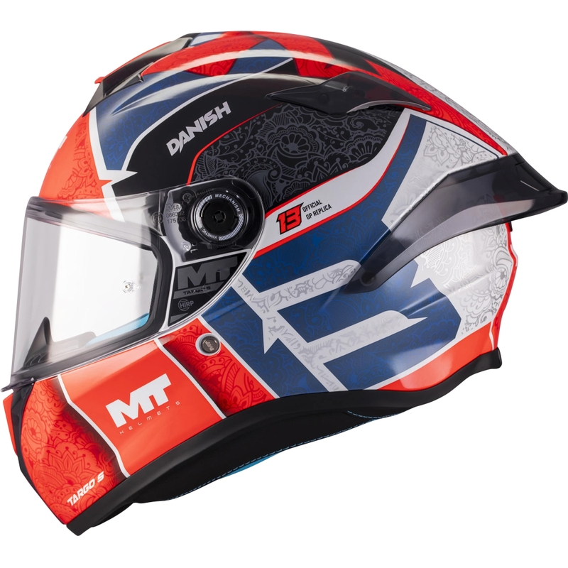Uždaras motociklo šalmas MT Targo S Danish_26_Season C5 raudona-mėlyna-pilka