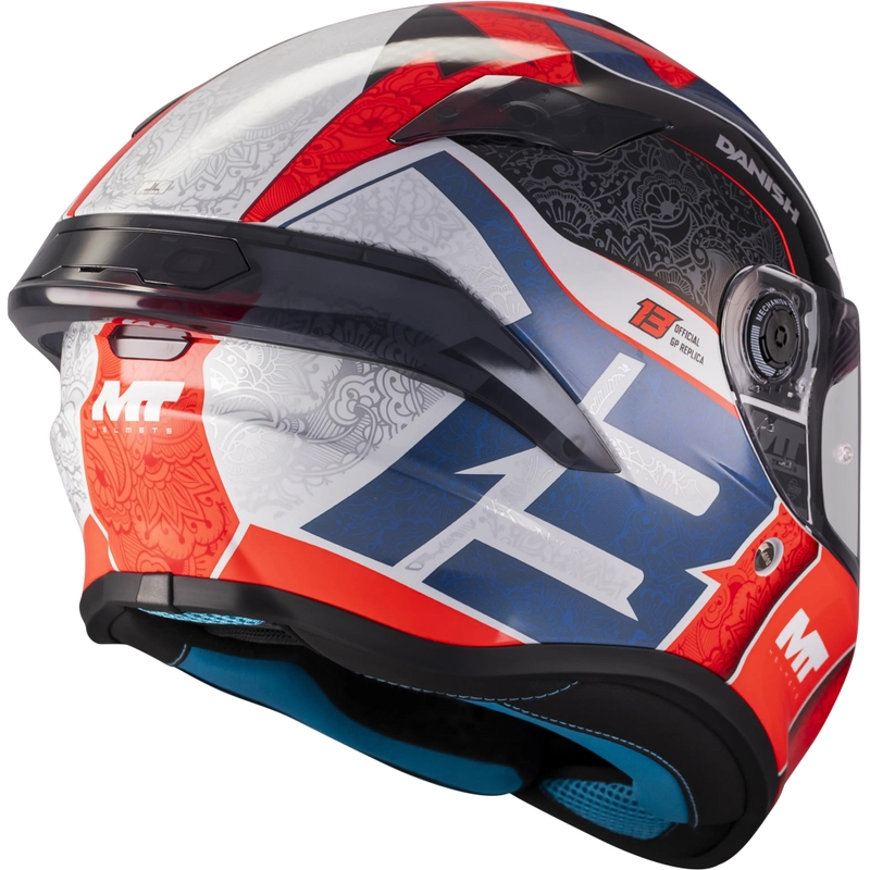 Uždaras motociklo šalmas MT Targo S Danish_26_Season C5 raudona-mėlyna-pilka