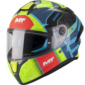 Uždaras motociklo šalmas MT Targo S Danish_26_Brasil C3 mėlyna-fluorescencinė geltona-raudona