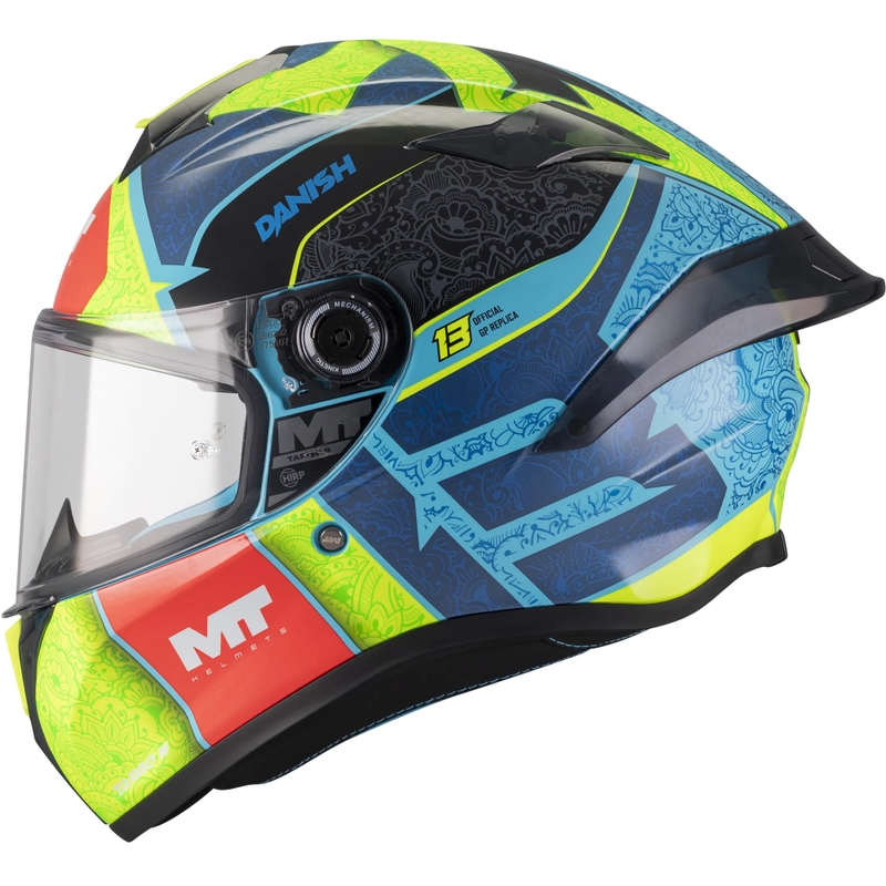 Uždaras motociklo šalmas MT Targo S Danish_26_Brasil C3 mėlyna-fluorescencinė geltona-raudona