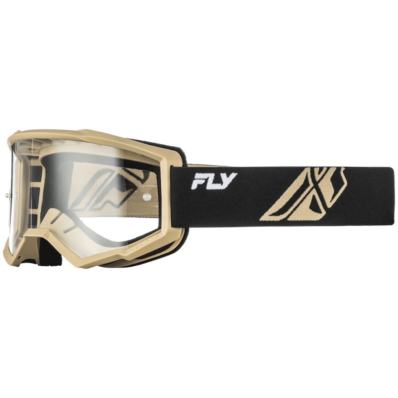 „Fly Racing Focus“ motokroso akiniai juodi-chaki spalvos su skaidriu plexiglasu