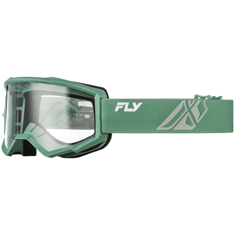 „Fly Racing Focus“ žali motokroso akiniai su skaidriais lęšiais