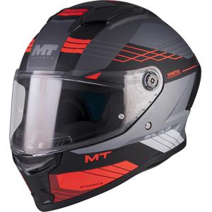 Uždaras motociklo šalmas MT Stinger 2 Baldur C15 matinės juodos-pilkos-raudonos spalvos