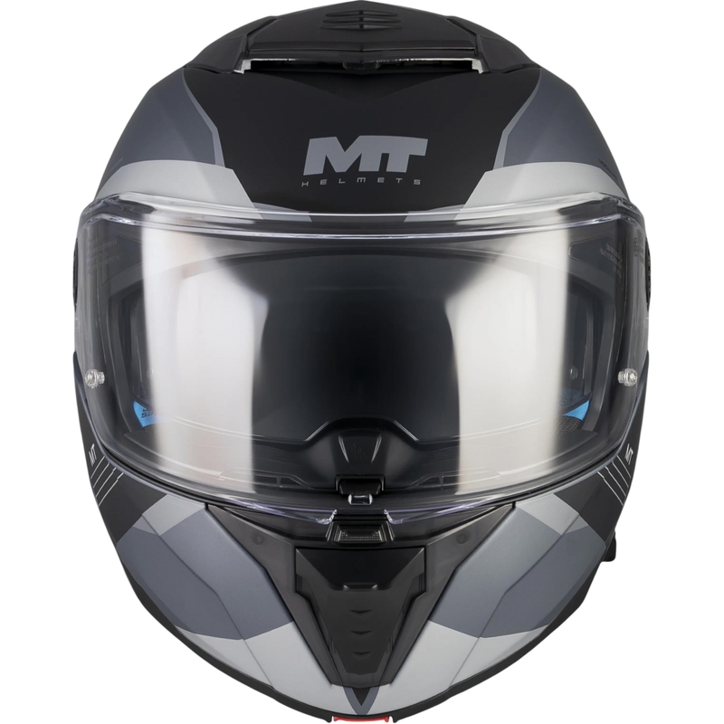 Atlenkiamas motociklo šalmas MT Atom 2 SV Kaster C2 matinės juodos-pilkos spalvos