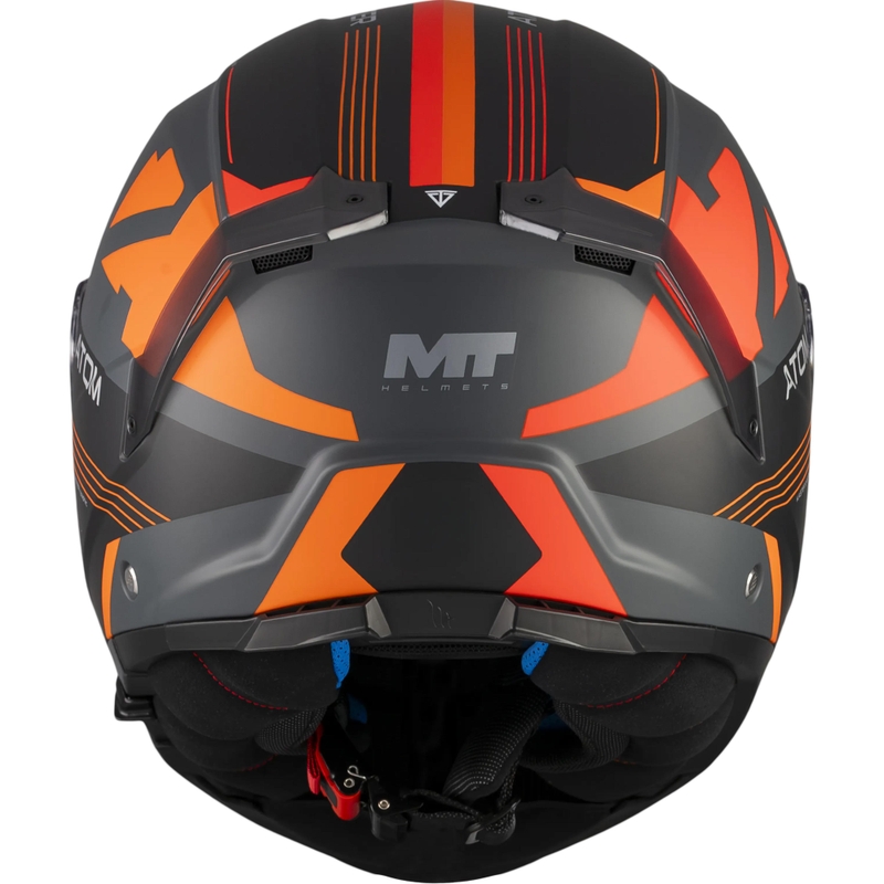 Atlenkiamas motociklo šalmas MT Atom 2 SV Kaster C14 matinės juodos-pilkos-oranžinės spalvos