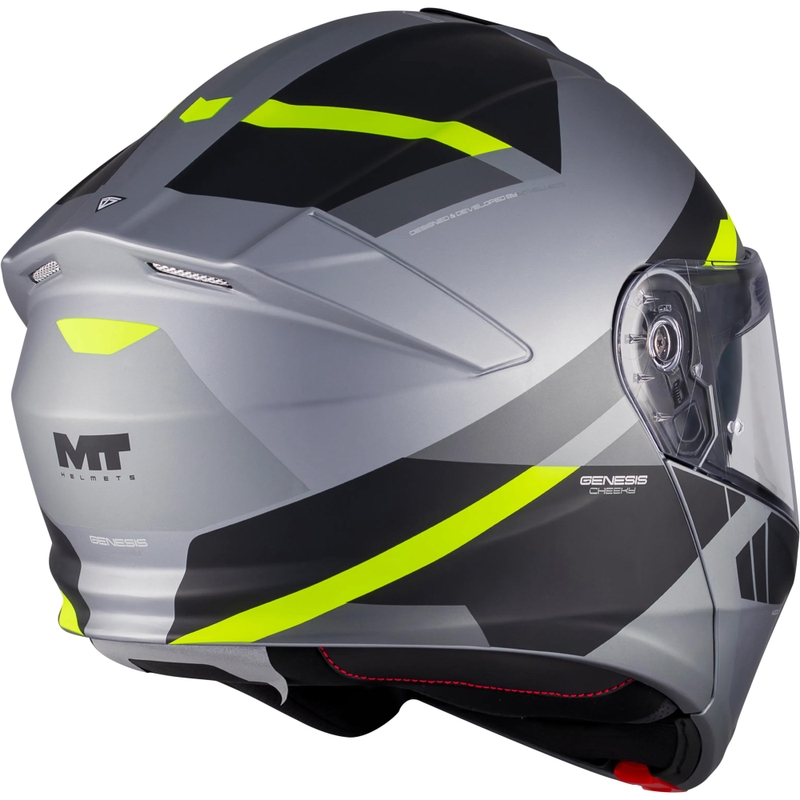 Atlenkiamas motociklo šalmas MT Genesis R SV Cheeky C3 juoda-pilka-fluorescencinė geltona