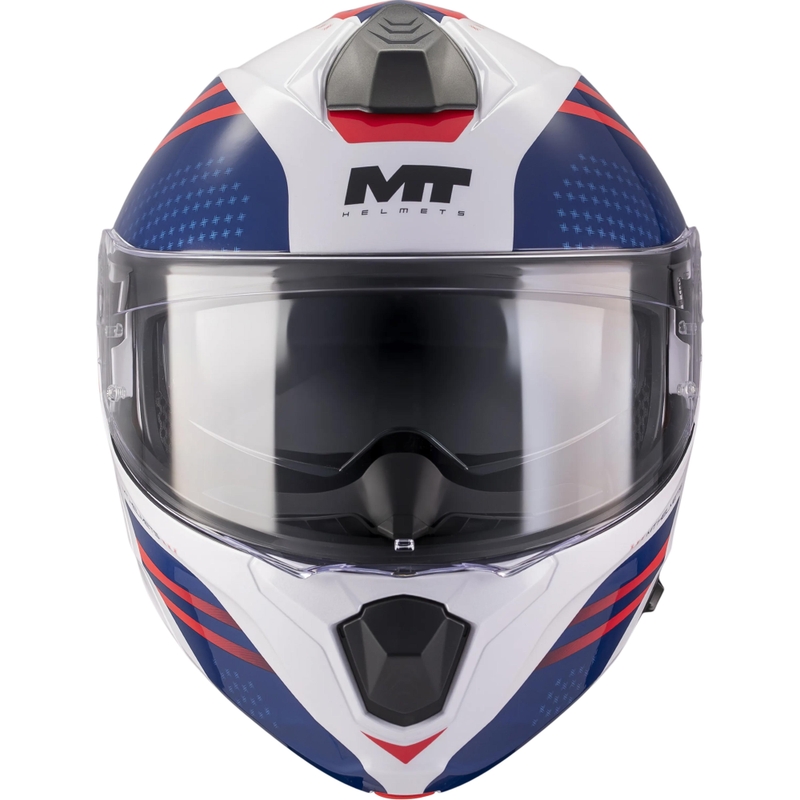 Atlenkiamas motociklo šalmas MT Genesis R SV Vibe A7 balta-mėlyna-raudona