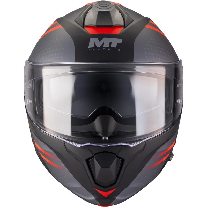 Atlenkiamas motociklo šalmas MT Genesis R SV Vibe B5 matinės juodos-pilkos-raudonos spalvos