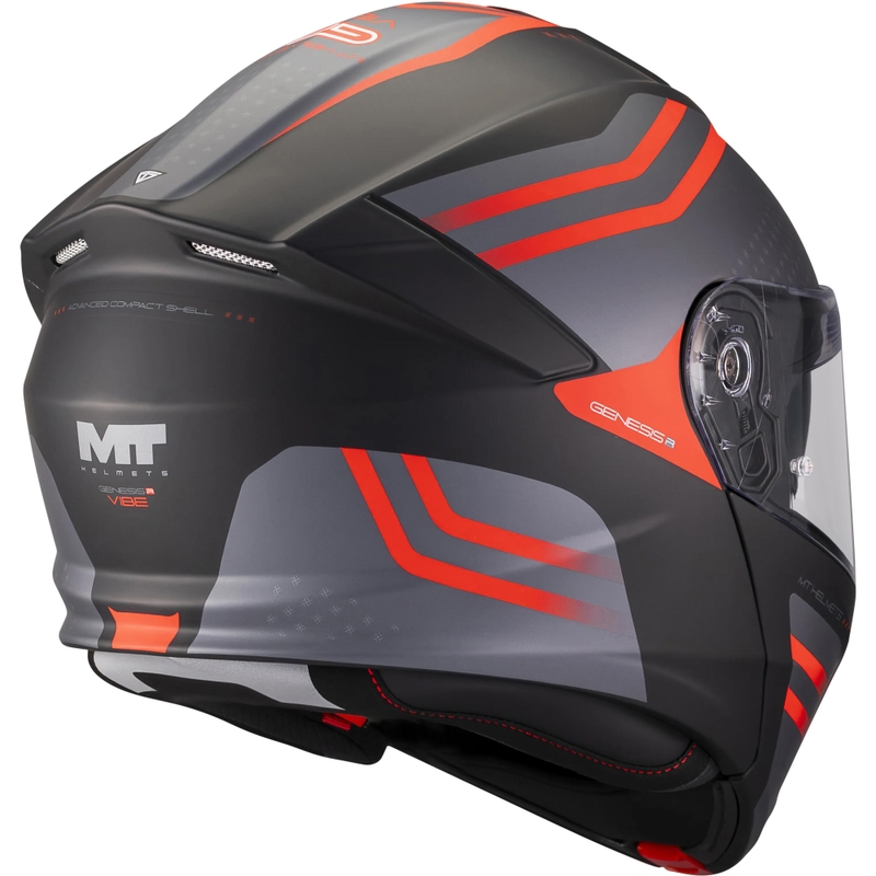 Atlenkiamas motociklo šalmas MT Genesis R SV Vibe B5 matinės juodos-pilkos-raudonos spalvos
