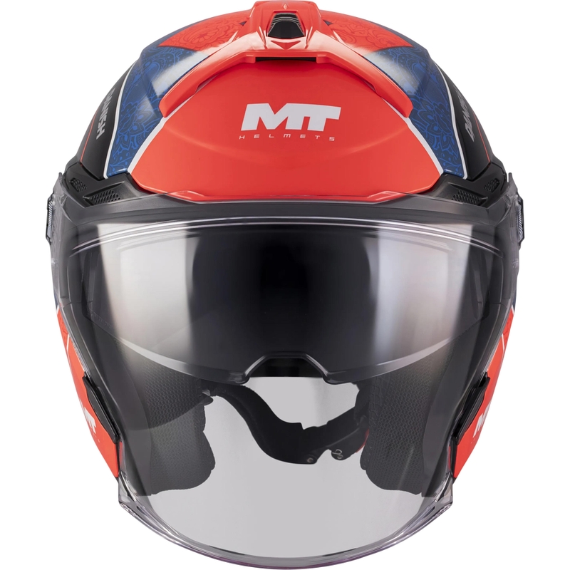 Atviras motociklo šalmas MT Cosmo SV Danish 26 Season C5 mėlyna-raudona-balta-juoda