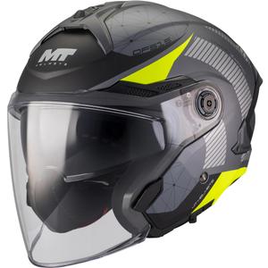 Atviras motociklo šalmas MT Cosmo SV Zafiro C3 matinės juodos-pilkos-fluorescencinės geltonos spalvos