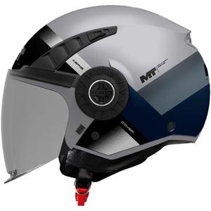 Atviras motociklo šalmas MT Aeris Cover C2 matinės pilkos-juodos-mėlynos spalvos