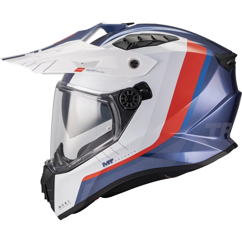 Enduro motociklo šalmas MT Track SV Nomad C0 mėlyna-balta-raudona