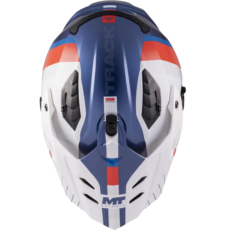 Enduro motociklo šalmas MT Track SV Nomad C0 mėlyna-balta-raudona