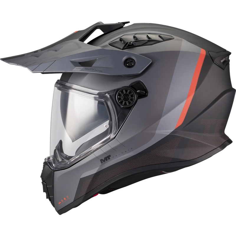 Enduro motociklo šalmas MT Track SV Nomad B25 matinė juoda-pilka-raudona