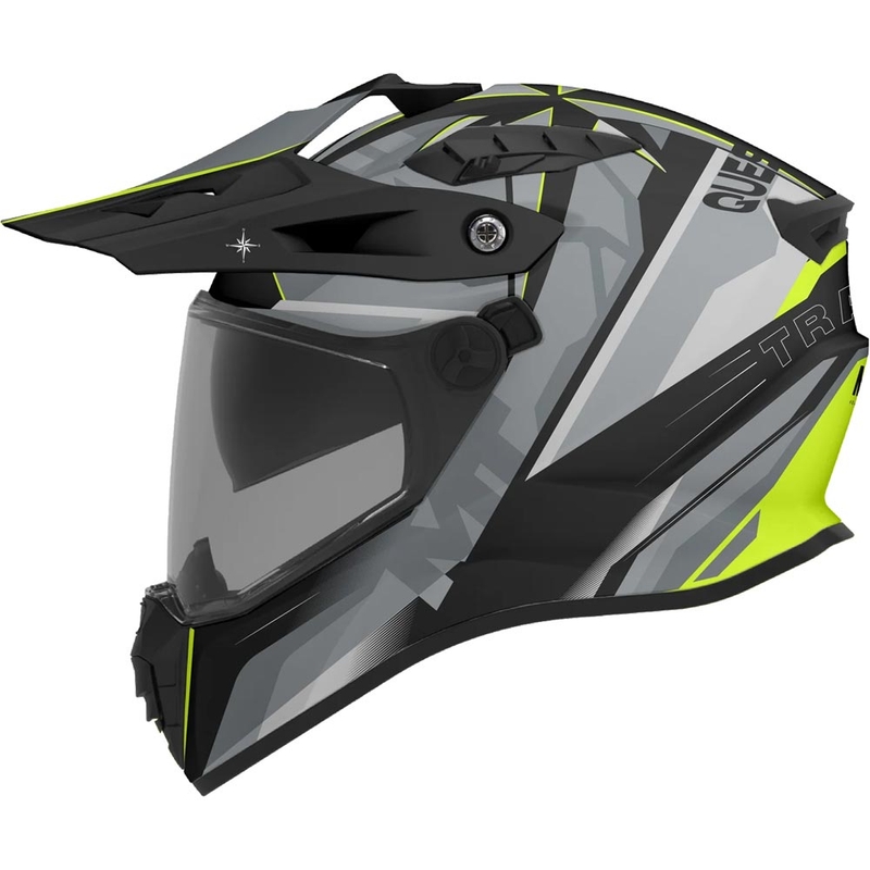 Enduro motociklo šalmas MT Track SV Questor C23 matinės pilkos-juodos-fluorescencinės geltonos spalvos