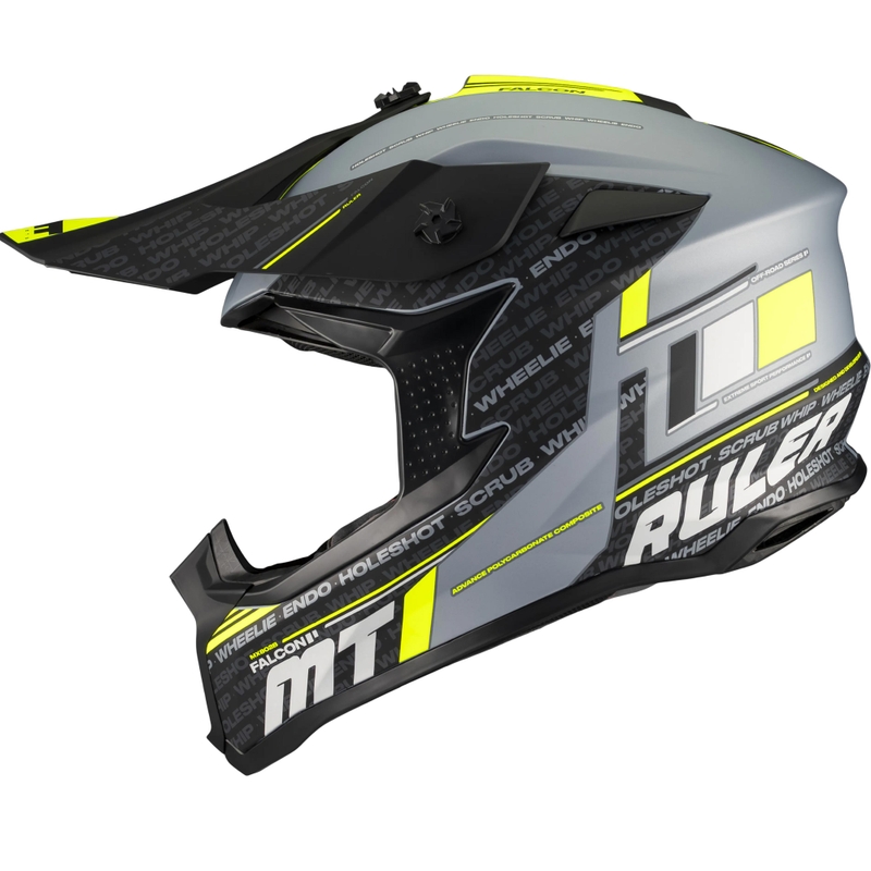 Motokroso šalmas MT Falcon S Ruler C2 matinė juoda-pilka-fluorescencinė geltona