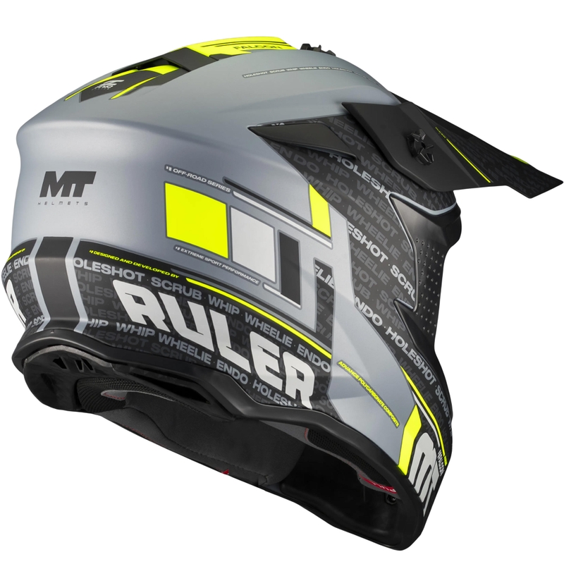 Motokroso šalmas MT Falcon S Ruler C2 matinė juoda-pilka-fluorescencinė geltona
