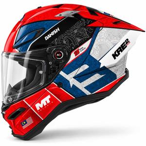 Uždaras motociklo šalmas MT KRE 2 PLUS Danish 26 Season B5 raudona-mėlyna