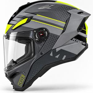 Uždaras motociklo šalmas MT KRE 2 Fussion C2 matinis-blizgus pilkas-fluorescencinis geltonas