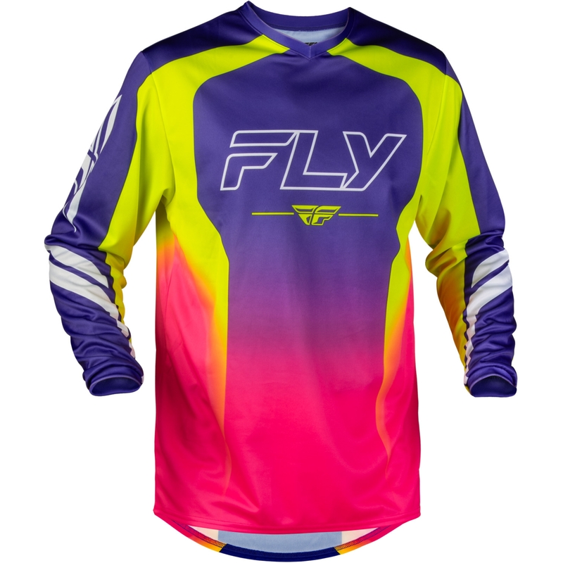 Motokroso marškinėliai FLY Racing F-16 Raze violetiniai-raudoni-geltoni