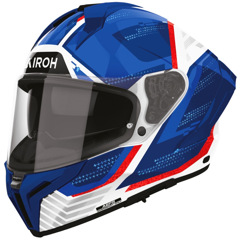 Airoh Matryx Starburst uždaras motociklo šalmas mėlynai raudonas