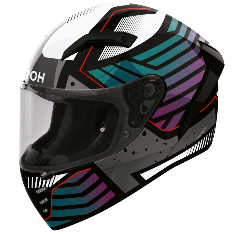 Airoh Connor Flex uždaras motociklo šalmas balta-pilka-mėlyna-violetinė