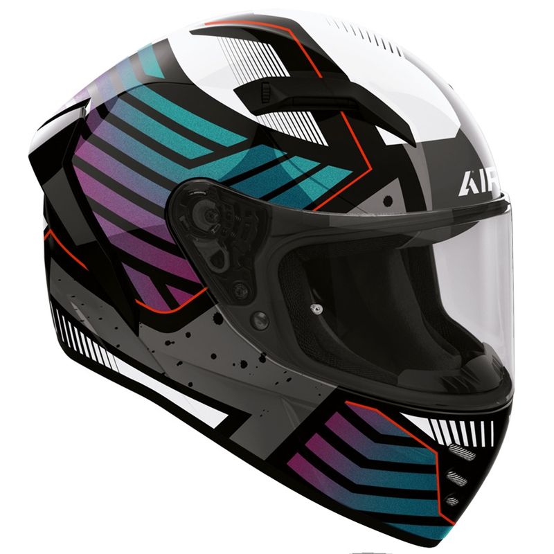 Airoh Connor Flex uždaras motociklo šalmas balta-pilka-mėlyna-violetinė