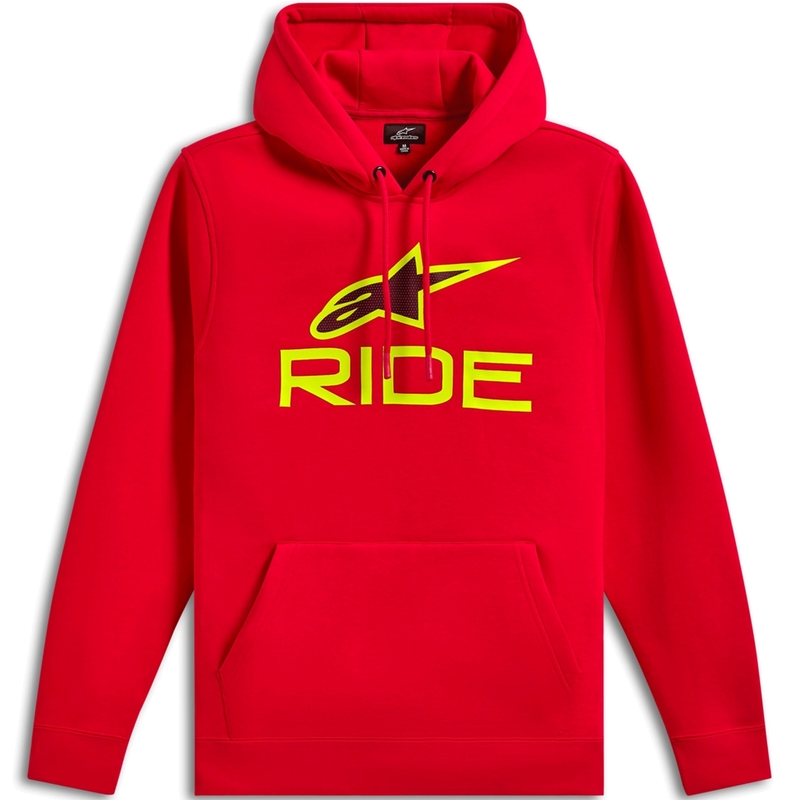 Alpinestars Ride džemperis su gobtuvu 3 raudona-fluorescencinė geltona-juoda