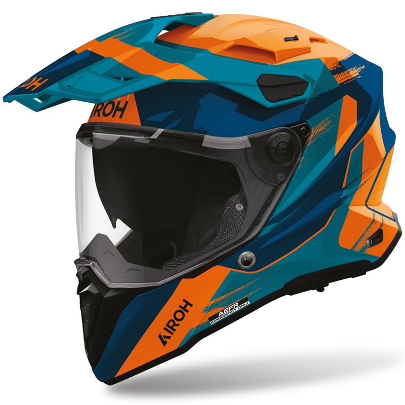Enduro motociklo šalmas Airoh Commander 2 Razor mėlynai oranžinis
