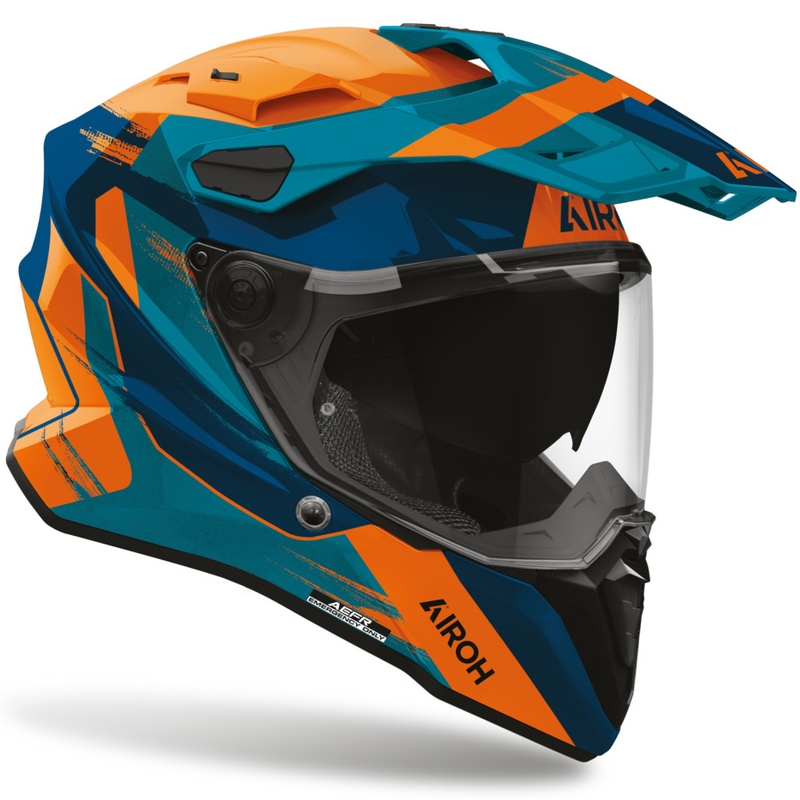 Enduro motociklo šalmas Airoh Commander 2 Razor mėlynai oranžinis