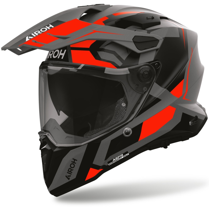 Enduro motociklo šalmas Airoh Commander 2 Polar matinė fluorescencinė raudona