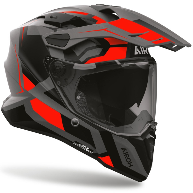 Enduro motociklo šalmas Airoh Commander 2 Polar matinė fluorescencinė raudona