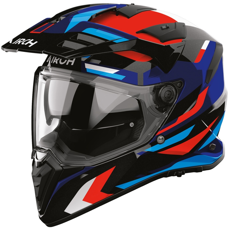 Enduro motociklo šalmas Airoh BADX-X Glitch mėlynai raudonas