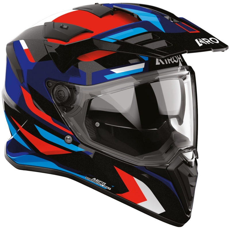 Enduro motociklo šalmas Airoh BADX-X Glitch mėlynai raudonas