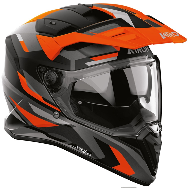 Enduro motociklo šalmas Airoh BADX-X Glitch matinės oranžinės spalvos