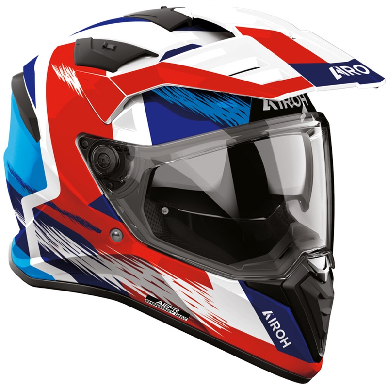 Enduro motociklo šalmas Airoh BADX-X Airspeed mėlynai raudonas