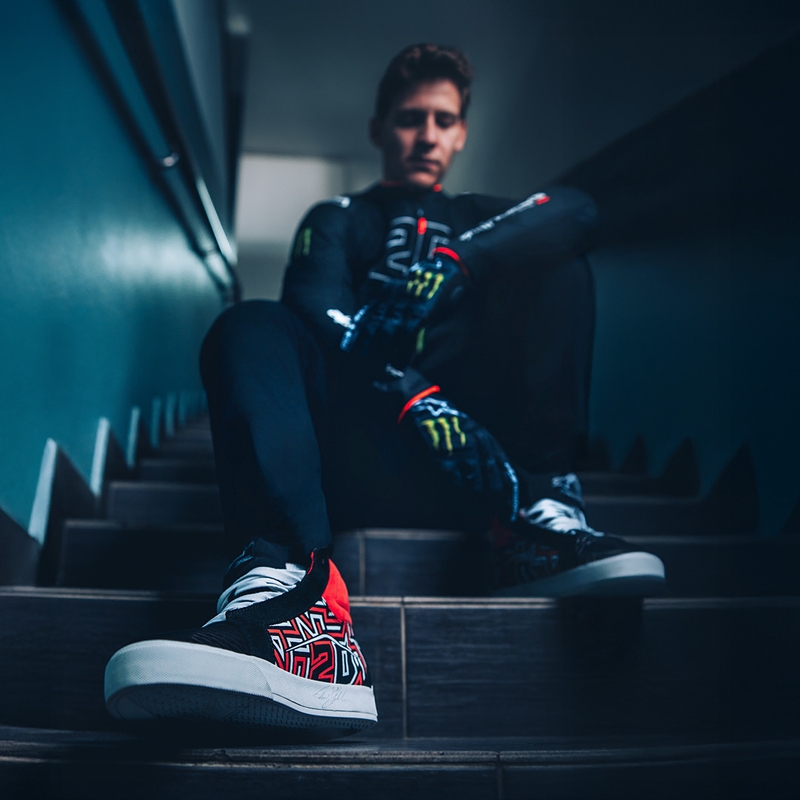 Alpinestars Ride-63 Canvas FQ20 motociklo batai juodi-balti-raudoni