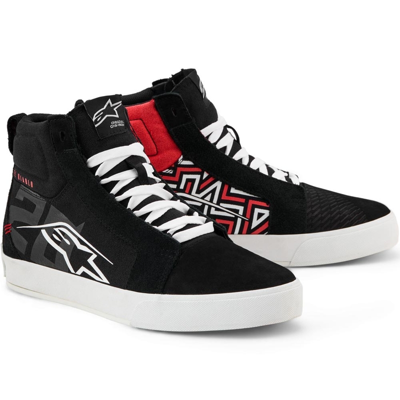 Alpinestars Ride-63 Canvas FQ20 motociklo batai juodi-balti-raudoni