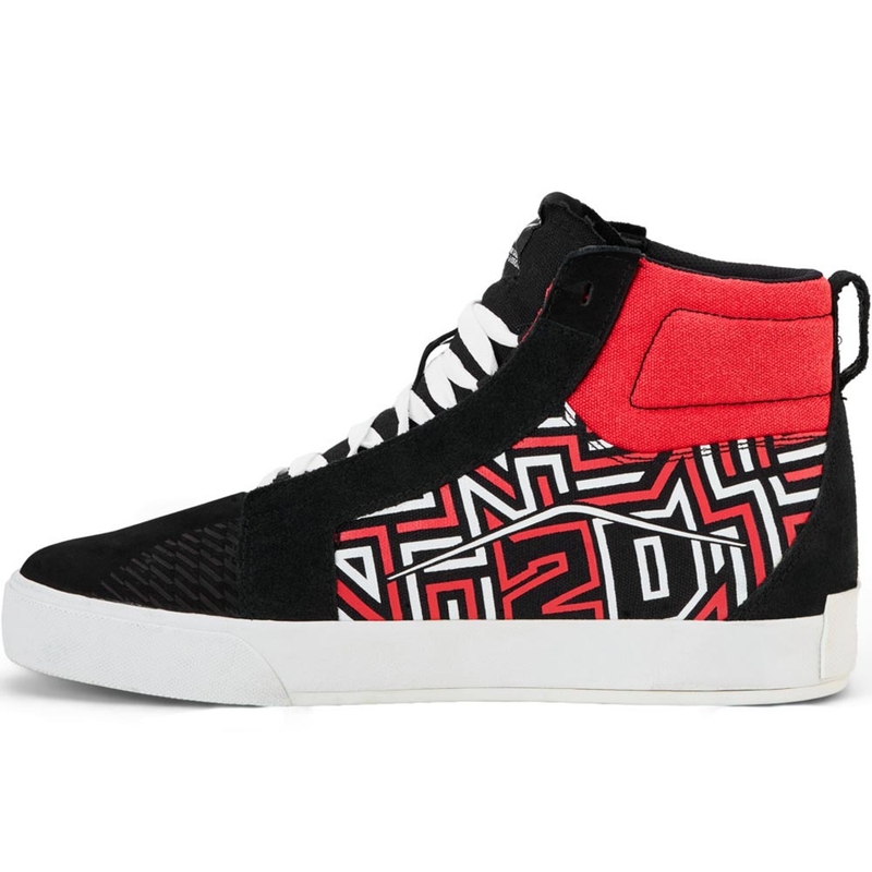 Alpinestars Ride-63 Canvas FQ20 motociklo batai juodi-balti-raudoni