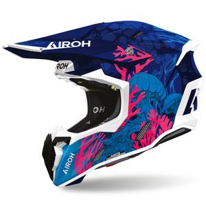 Airoh Twist 3 povandeninis motokroso šalmas mėlynai baltai rožinis