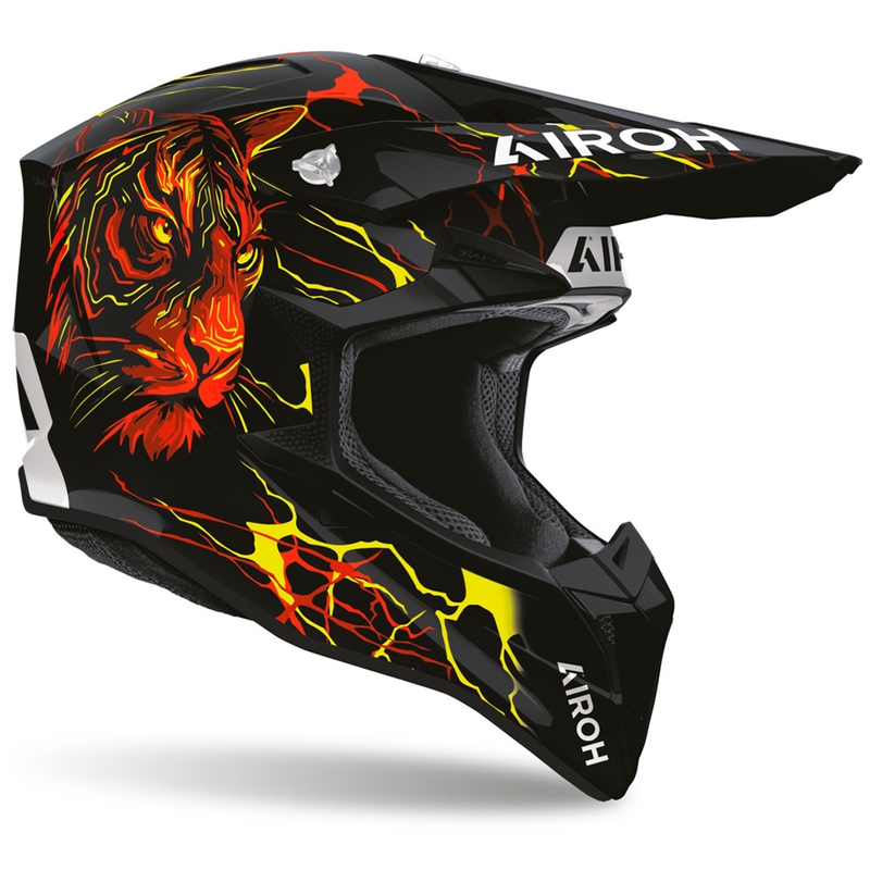 Airoh Wraaap Tyger motociklo motokroso šalmas juodas-raudonas-geltonas