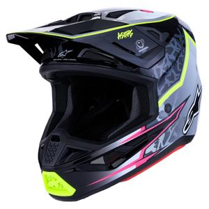 Alpinestars Supertech S-M7 Blaster motociklo kroso šalmas pilkas-fluorescencinis geltonas