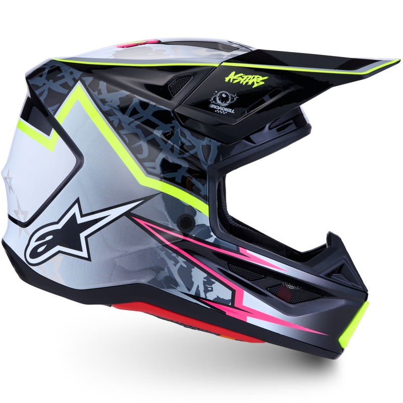 Alpinestars Supertech S-M7 Blaster motociklo kroso šalmas pilkas-fluorescencinis geltonas