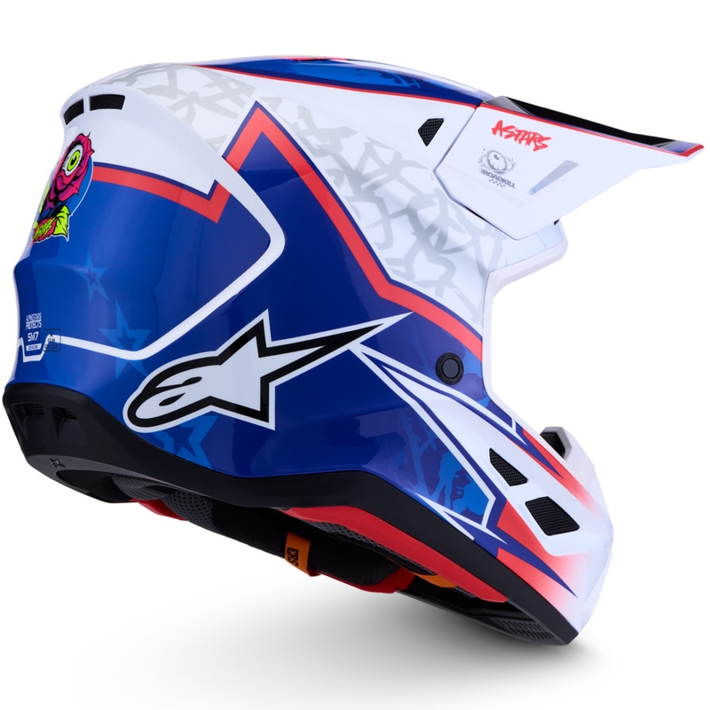 Alpinestars Supertech S-M7 Blaster baltai mėlynas motokrosinis šalmas