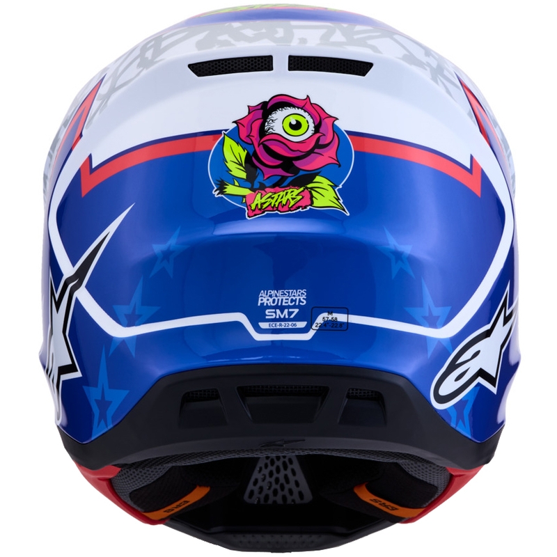 Alpinestars Supertech S-M7 Blaster baltai mėlynas motokrosinis šalmas