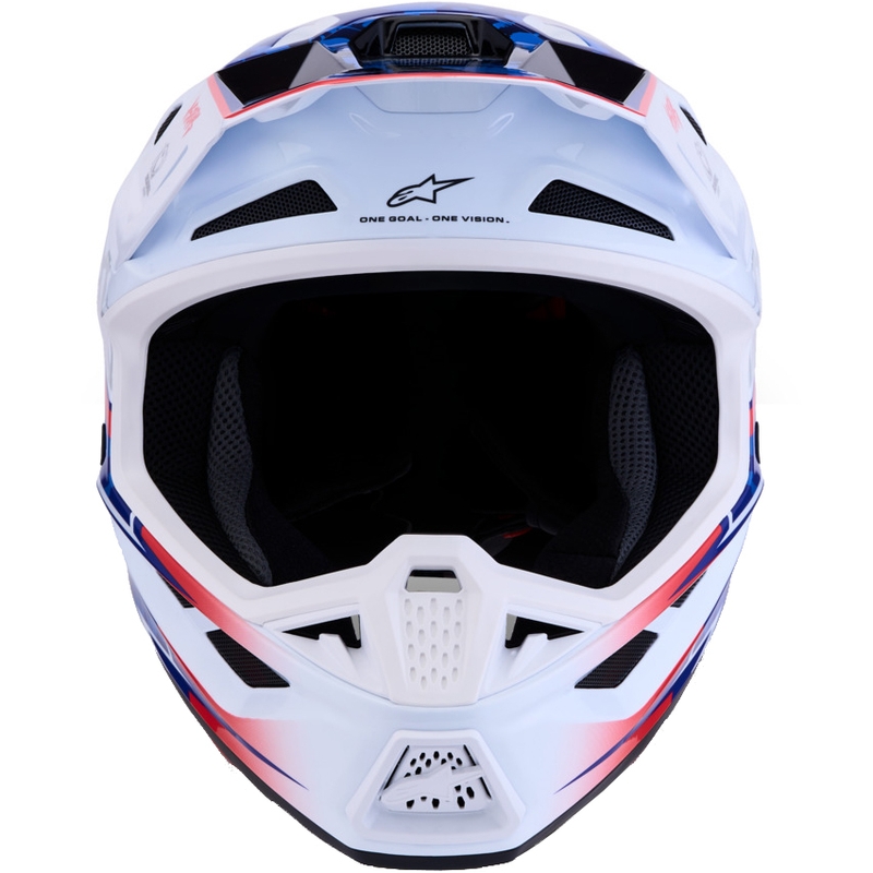Alpinestars Supertech S-M7 Blaster baltai mėlynas motokrosinis šalmas