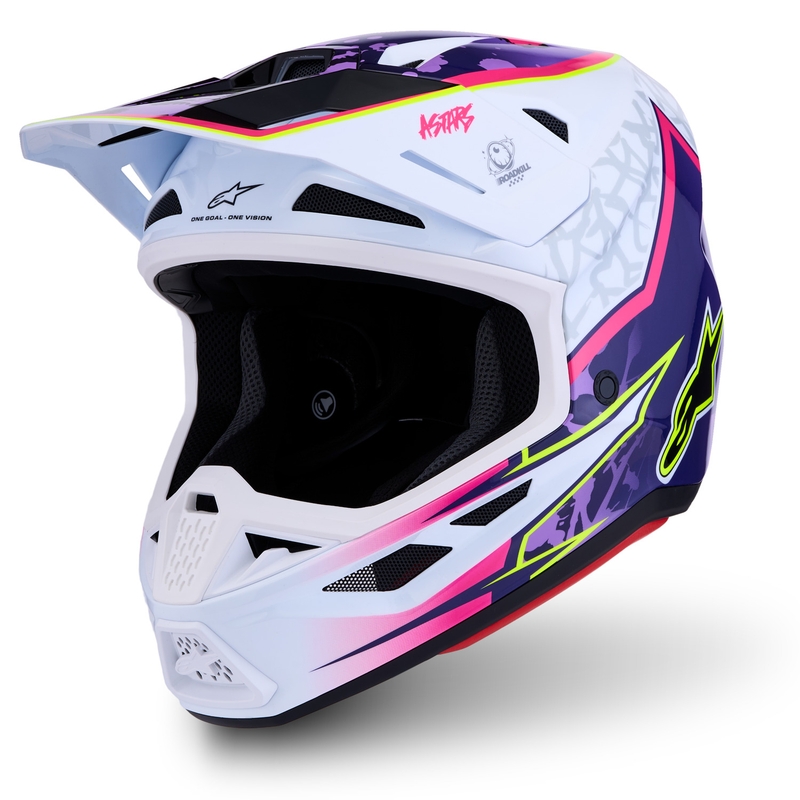 Alpinestars Supertech S-M7 Blaster motociklo motokroso šalmas violetinė-balta