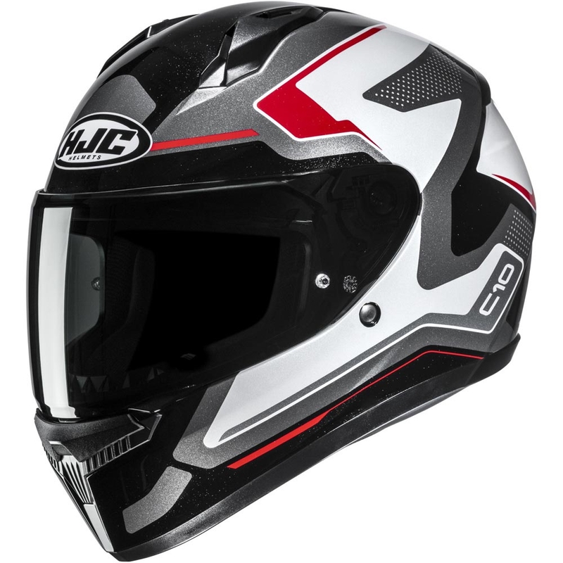 Uždaras motociklo šalmas HJC C10 Cric MC1 juodas-baltas-raudonas