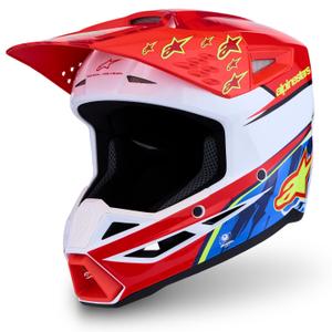 Alpinestars S-M3 Falcon motociklo motokroso šalmas, fluorescencinis raudonas-baltas